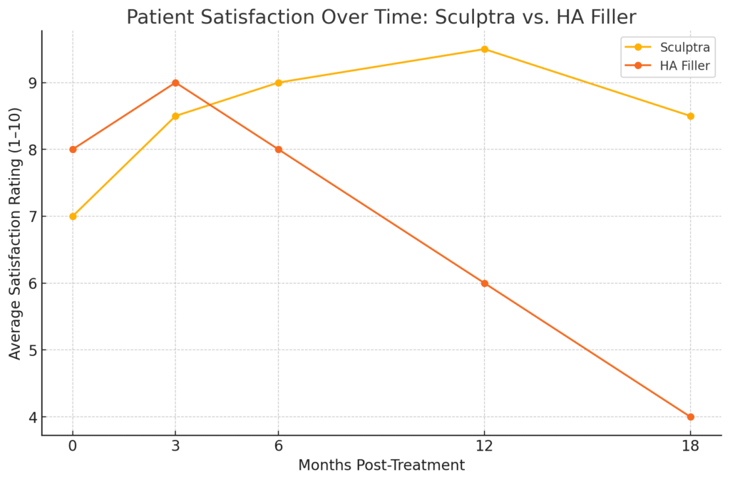 Sculptra VS Filler- Patient satisfaction graph