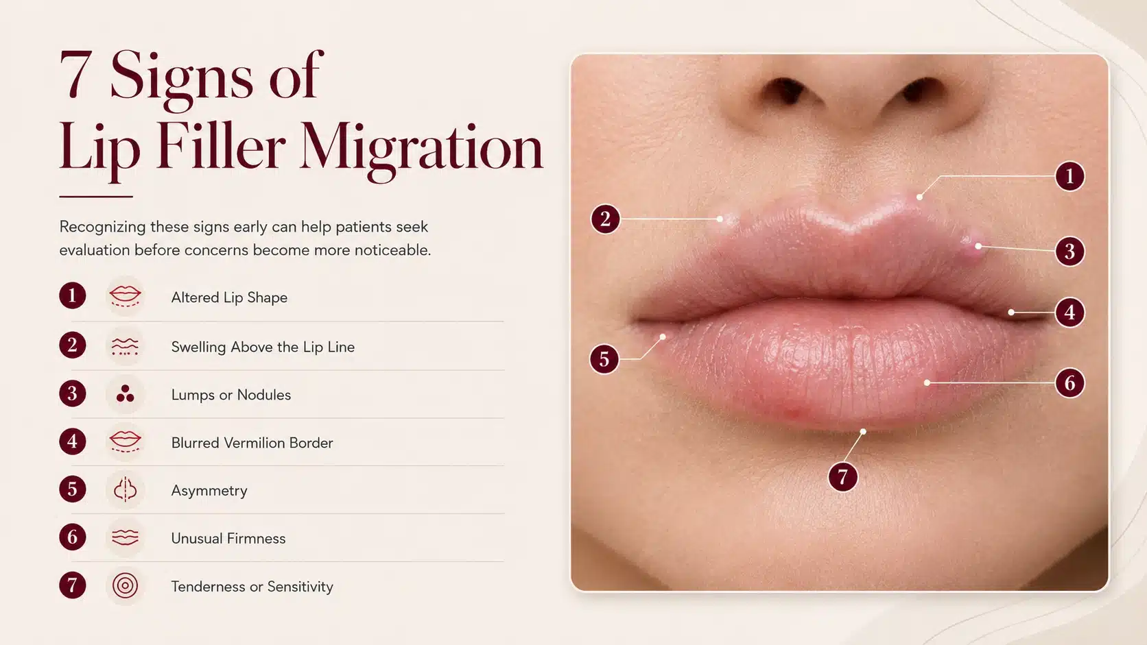 Seven signs of lip filler migration to watch for