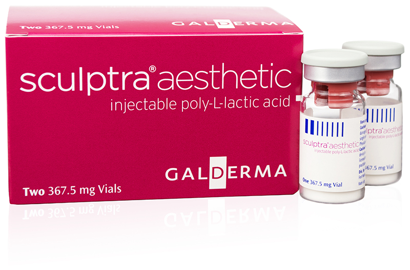 A red box of Sculptra with two vials