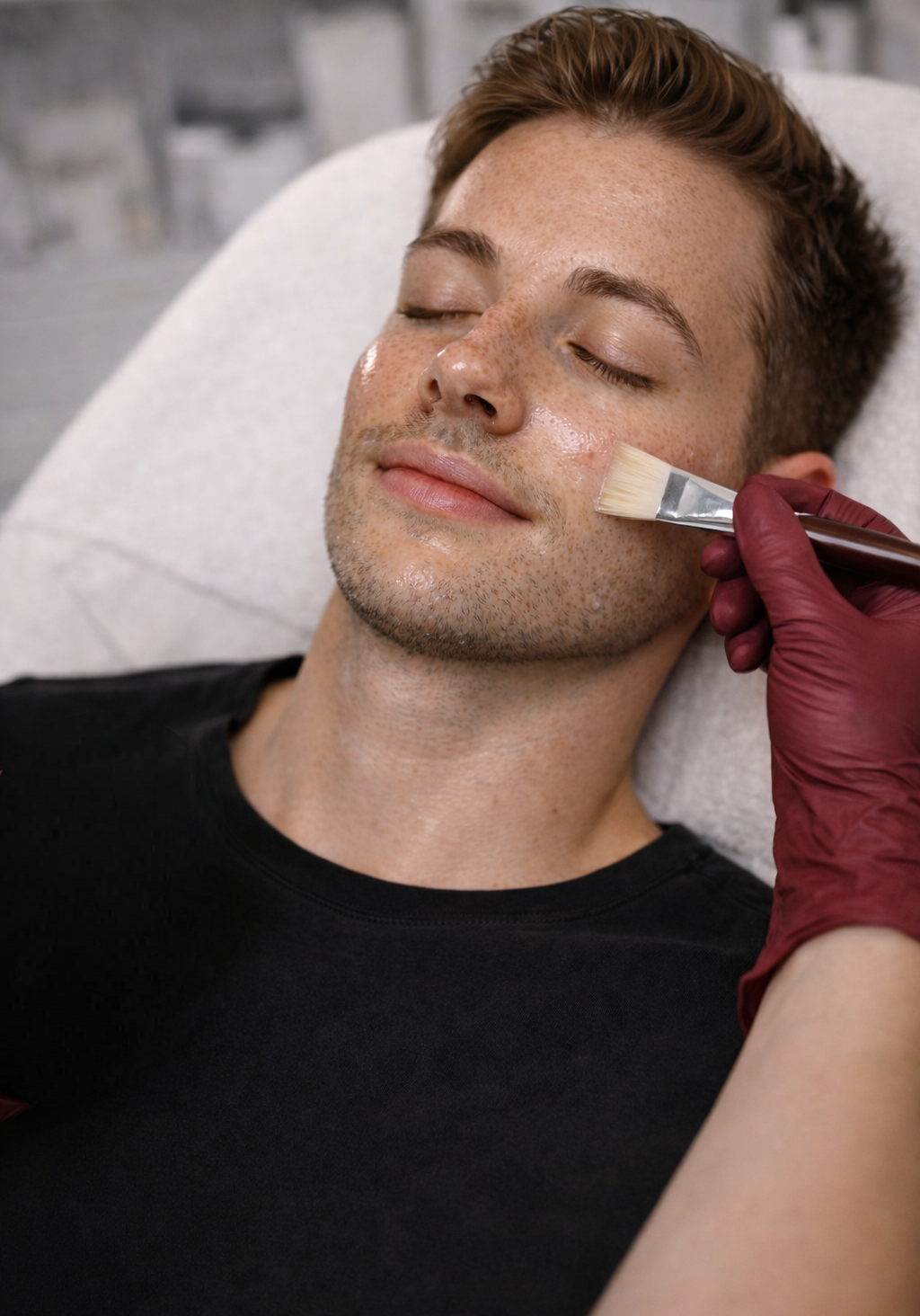 VI chemical peel for men in Portland and Vancouver with smooth professional peel application, clearer skin, and advanced med spa facial treatment at Cosmetiq Medicine