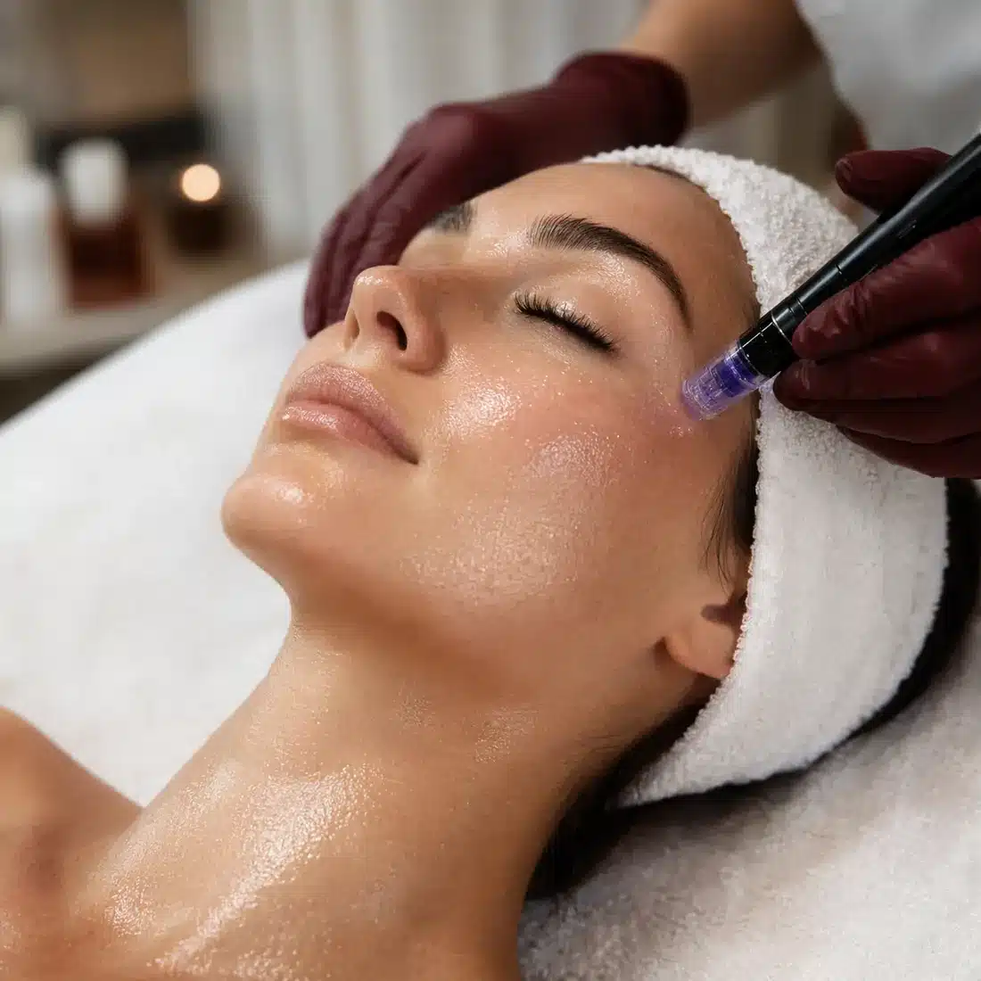 Microneedling treatment on the forehead at Cosmetiq Medicine