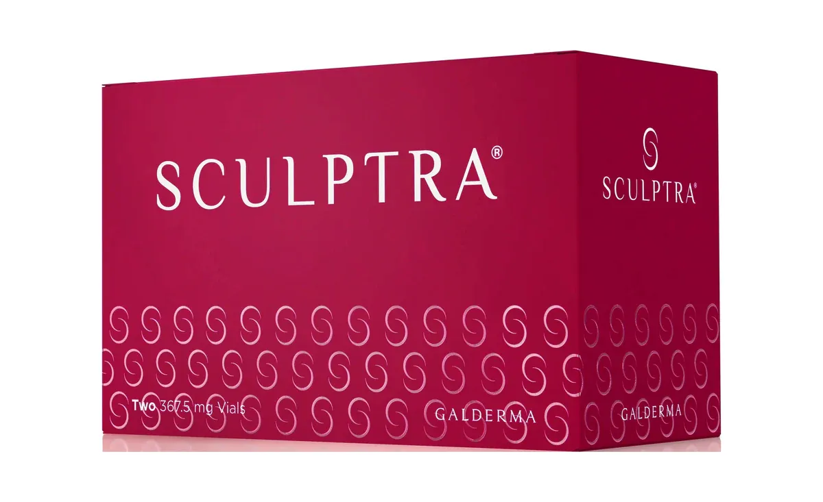 Sculptra Aesthetic box, the poly-L-lactic acid collagen stimulator used at Cosmetiq Medicine