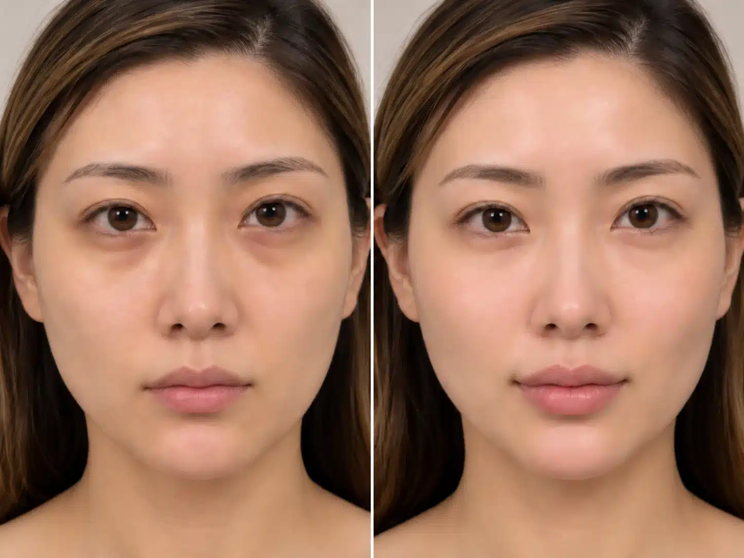 Illustration of gradual collagen support from Sculptra and Radiesse, tired midface before and fresher, firmer skin after, for the October special in Portland and Vancouver, WA